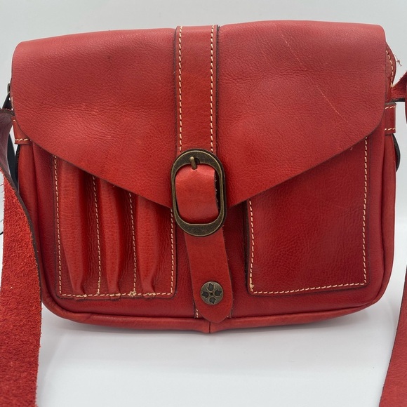 Vintage Patricia Nash Praga Flap Genuine Red Leather Crossbody Bag Purse - Picture 3 of 9